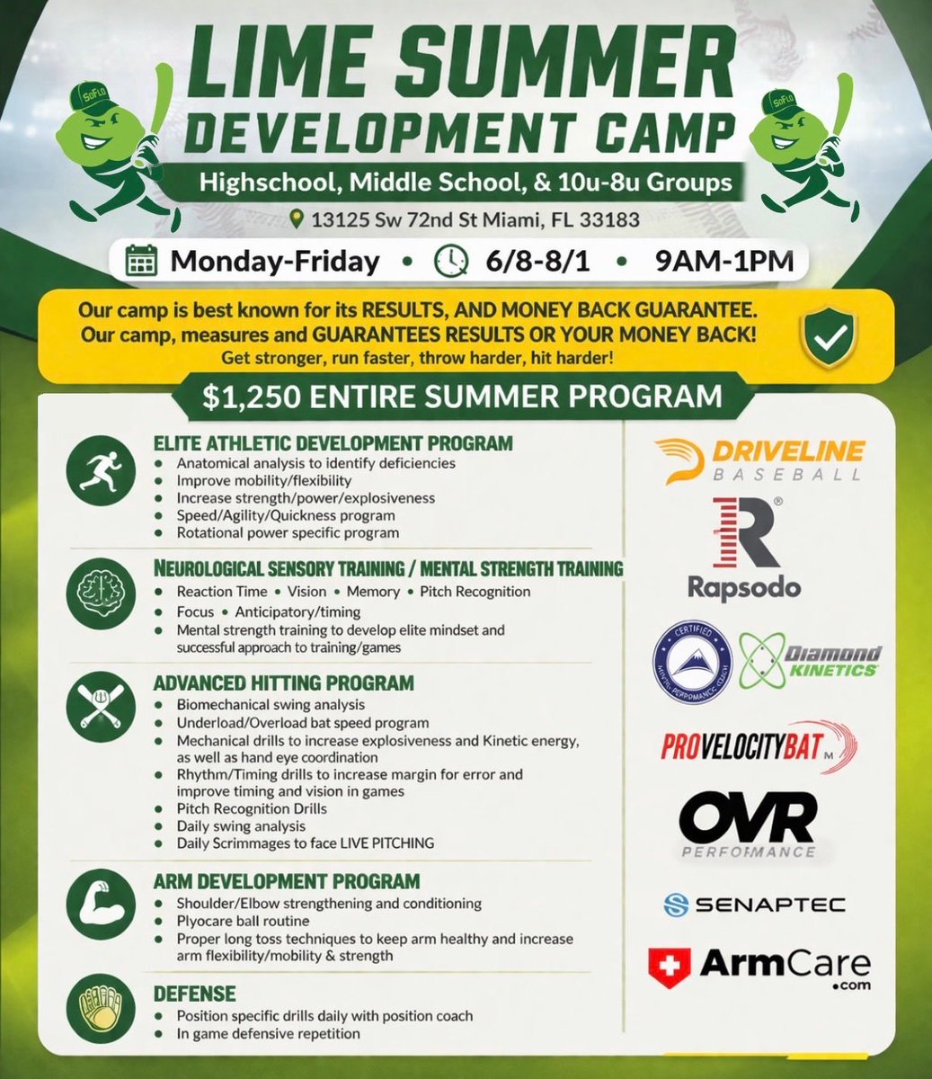 rgonz98's tweet image. Summer camp is here. Get bigger faster and stronger #miamibaseball #summercamp

Dm for link