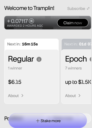 maivan120's tweet photo. What are we waiting for at Tramplin???
I'm so nervous and excited every morning to open the tramplin to check if I'm lucky enough to win.

Tramplin is a premium form of staking with rewards. Rewards are not divided day by day but are collected and distributed by round. Regular rewards are available every 20 minutes. Each era also gives you one more chance to participate in the Era Draw.
What are you doing right now?
simply connect the SOL wallet to the website
https://t.co/WVtSE1anOM
Then stake at least 1SOL and wait. That's all, good luck.