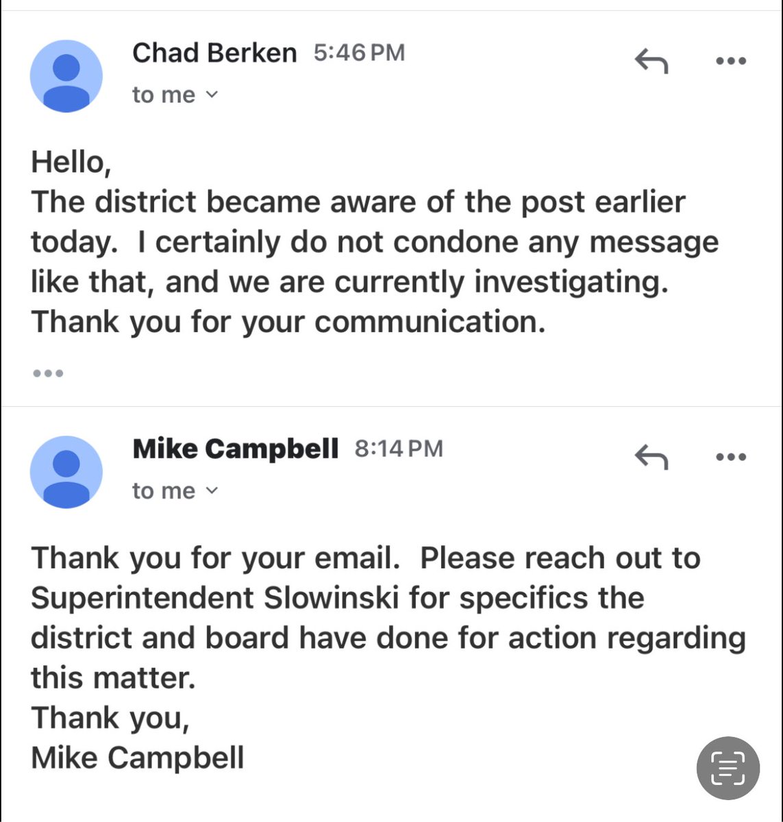 wisconsin_now's tweet image. On the right see the response by two Kaukana school board members to an email from Moms for Liberty cochair of Ozaukee County Amber Schroeder, who complained about this viral post by Patrick Meyer, who is allegedly a Kaukana teacher.