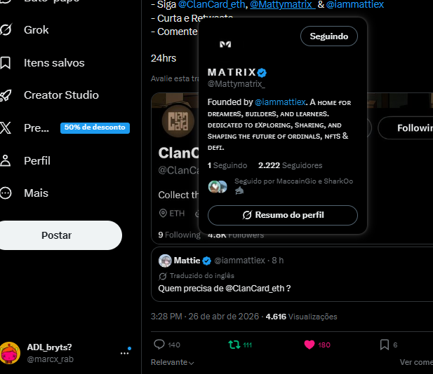 marcx_rab's tweet photo. @iammattiex @ClanCard_eth @Mattymatrix_ 0x2b5c80fF7B613D082e24759D5cB99CebADD2AF6c
LFG🙌🥲

. https://t.co/pRLugAquHD