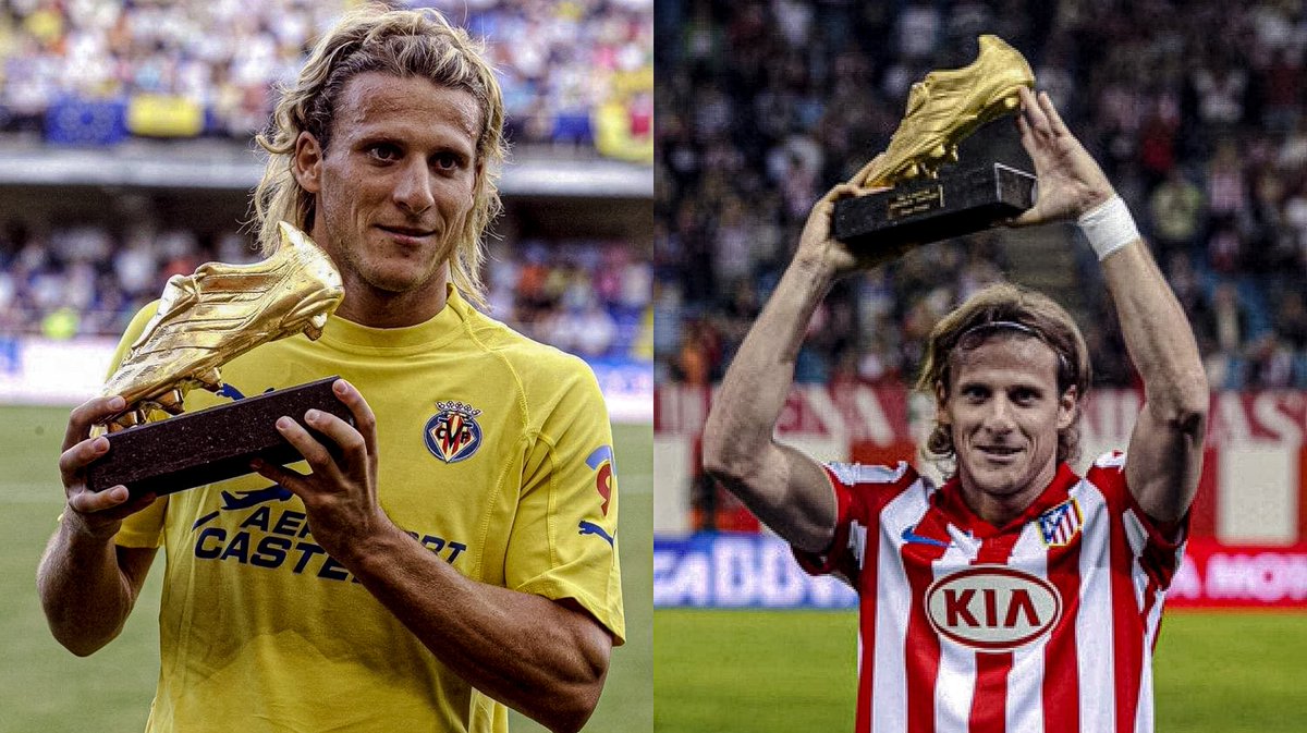 🇺🇾 Diego Forlán conquistou a Chuteira de Ouro Europeia duas vezes:

Temporada 2004/05 - 25 Gols pelo Villareal
Temporada 2008/09 - 32 Gols pelo Atl. De Madrid

E ainda foi o melhor jogador da Copa em 2010. ☠️