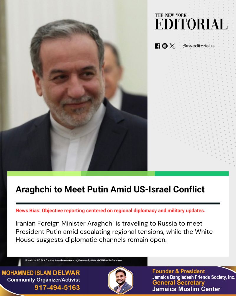 nyeditorialus's tweet image. Iran's FM Araghchi heads to Russia to meet Putin. Meanwhile, the White House states Iranian leaders can "call us" for talks amid the ongoing naval blockade and clashes in Lebanon. 

Read more on our Website 

#Iran #Russia #MiddleEast