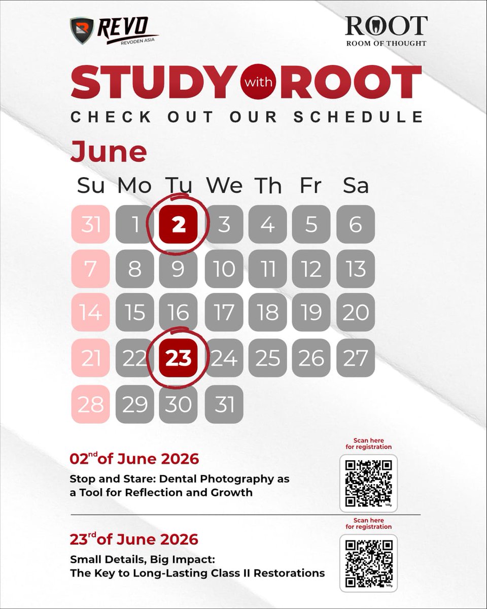 ✨ 𝗦𝗧𝗨𝗗𝗬 𝘄𝗶𝘁𝗵 𝗥𝗢𝗢𝗧 – Meet Up &amp; Sharing Session with Hands-On Practice

📞 For more information:
Roni: 0851-8682-8880

#EvolvingToTheNextLevel #RevodenAsia #StudyWithROOT #DentalPhotography #DentalEducation