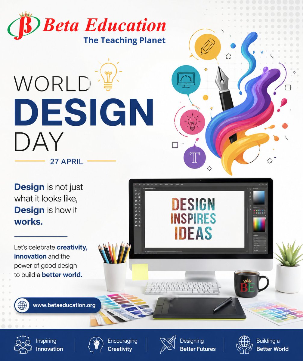 BetaEducationHQ's tweet image. Happy World Design Day! 🎨
✨
Design is more than creativity — it shapes ideas, solves problems, and builds a better future. Today, we celebrate the power of innovation, imagination, and impactful design in education and beyond.
#WorldDesignDay #DesignMatters #CreativeThinking
