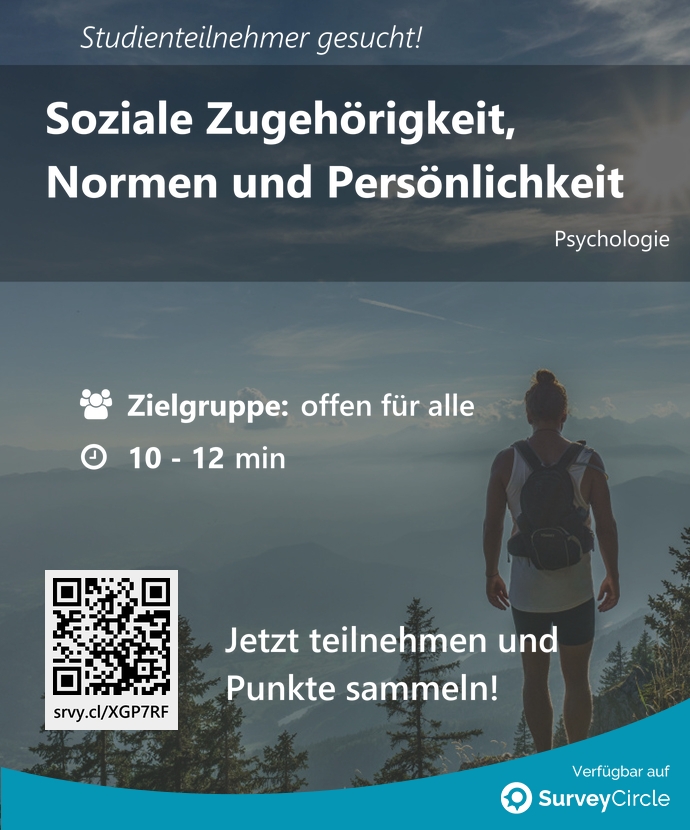 top_studies's tweet image. Teilnehmer gesucht für top-platzierte Online-Studie:

"Soziale Zugehörigkeit, Normen und Persönlichkeit" via @SurveyCircle

#connectedness #verbundenheit #belonging #zugehörigkeit #SozialeNormen #umfrage #surveycircle