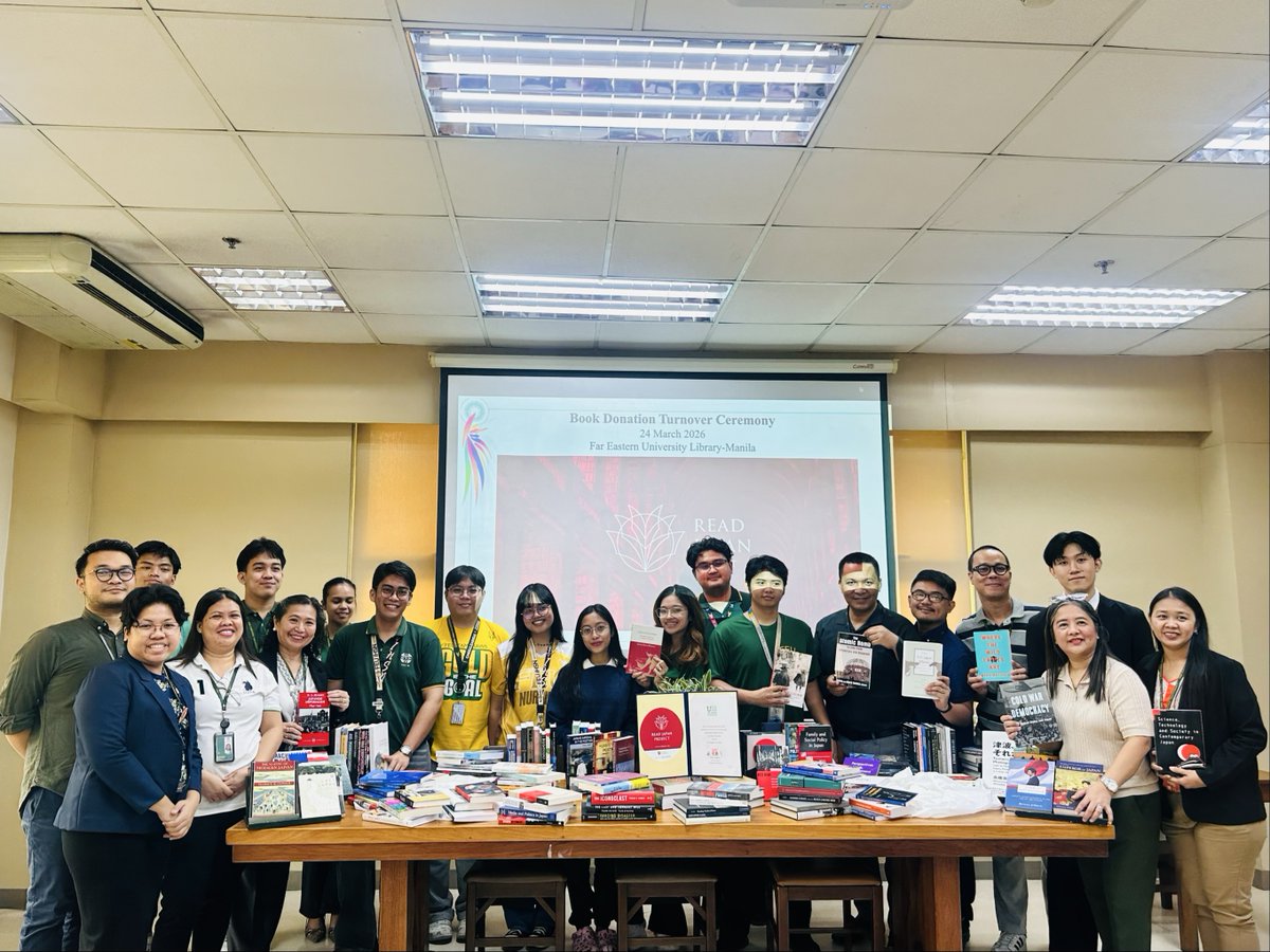 japan_read's tweet photo. In collaboration with @AmbJPNinPH and JICA Philippines, READ JAPAN PROJECT has provided 150 intriguing books on Japan to @FarEasternU 🇵🇭🇯🇵

Our aim is to stimulate a passion for Japanese studies at the university! #ReadJapanProject #NipponFoundation https://t.co/FvhwJHCD5z