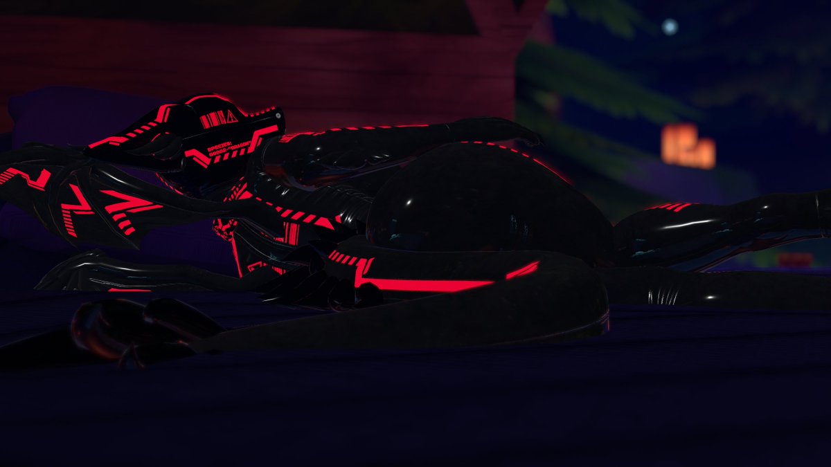 Celestial_Pup's tweet image. This Unit may be in maintenance mode, but feel free to inspect it closer~

Being blinded and deafened by the hood makes it feel vulnerable, but it doesn't seem to mind. It quite enjoys the feeling of being at the mercy of an onlooker 💜

#vrc #dronification #drone #furry #latex