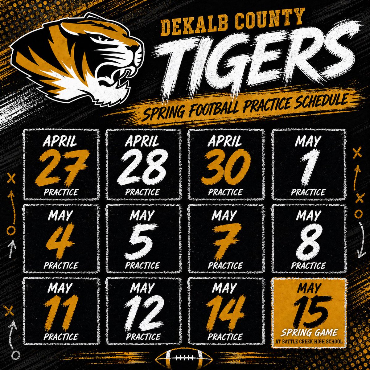 DCTigerFootball's tweet photo. 2026 Spring Practice starts tomorrow!!

#TigerPride https://t.co/cmpSxePNmU