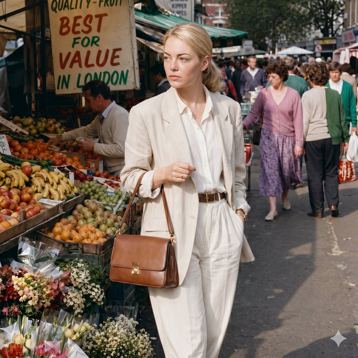Elegant Stroll Through a 1980s London Market - PromptGather image 1