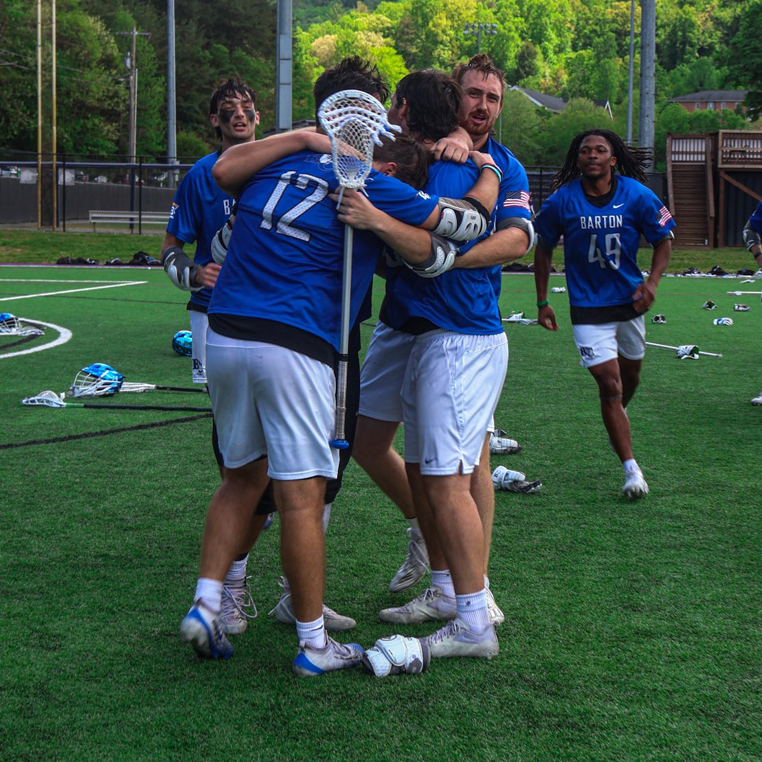 BartonAthletics's tweet photo. SINGING THE BLUES! . 📸📸📸📸 gallery of Barton's 1⃣5⃣-1⃣2⃣ win over Lees-McRae Sunday to capture the 2⃣0⃣2⃣6⃣ @ConfCarolinas Men's Lacrosse Championship in Young Harris, Ga. . #BartonBold . #BCBulldogs . 🥍🥍🥍🥍🥍 https://t.co/nFiTI1yFWq