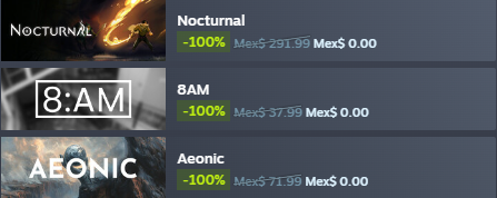ElozAkamine's tweet photo. 🚨 Juegos GRATIS en Steam 🚨

Nocturnal, 8AM y Aeonic están al 100% de descuento hasta mañana 11:00 AM 👀

Agrégalos ya a tu biblioteca… gratis es gratis 😏

#Steam #JuegosGratis #PCGaming https://t.co/8JD0Jt6rim