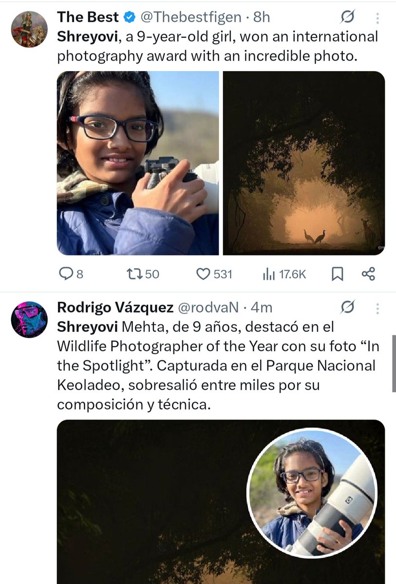 Anura_Indo's tweet image. 🚨 9-year-old Shreyovi just won a massive international photography award with an absolute banger of a shot! 🔥
&amp;gt;•••• But wait… scroll through any post about it and you’ll notice something funny  nobody’s mentioning she’s from INDIA.
When it’s negative news? “India this,