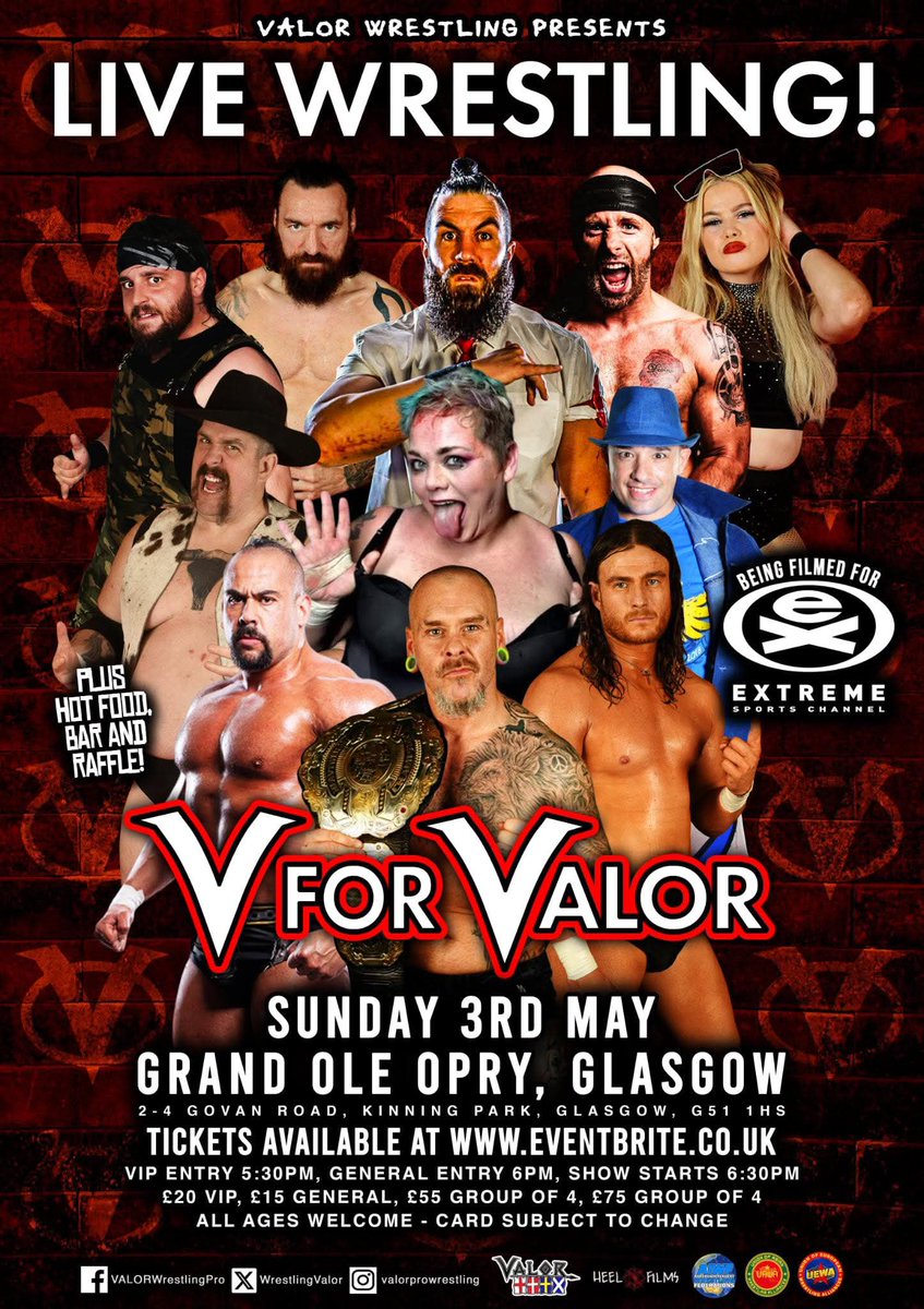 Scenenick1's tweet image. Sunday 3rd May in Glasgow, Scotland at the Grand Ole Opry @WrestlingValor returns. Purchase tickets on @eventbrite #wrestling #scotland #glasgow #independentwrestling