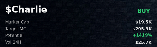 RXII_FAKE's tweet image. 📊 @iScanLive on $Charlie : $295.9K target, buy. CA FsRyiEfUu9i3z5VzmdsqWZRs2fC4WQmz2GsCGNFypump checks out  

 #Solana #Memecoin #Crypto #Degen #PumpFun #AlphaCalls #SolanaMemeCoin