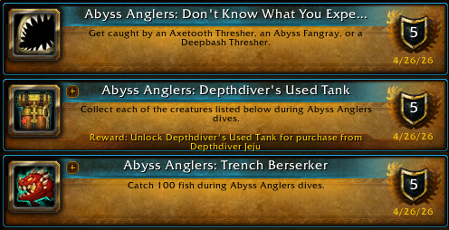 DarremiahF's tweet image. I've now earned three more Abyss Anglers achievement in #Warcraft.