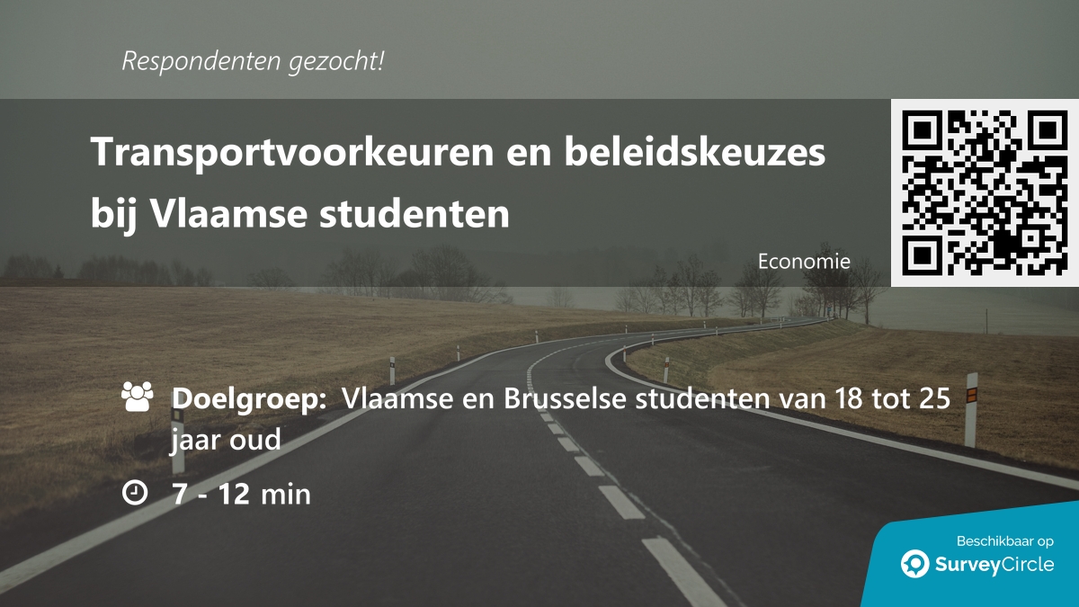 daily_research's tweet image. Respondenten gezocht voor onderzoek!

Onderwerp: "Transportvoorkeuren en beleidskeuzes bij Vlaamse studenten" via @SurveyCircle #ugent

#transport #luchtvaart #treinen #beleidskeuzes #taksen #gedragseconomie