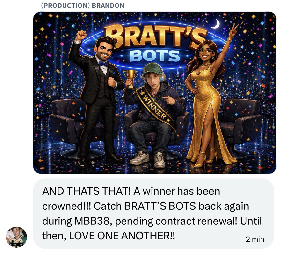 thembbstudios's tweet photo. Brandon and Katt's show has been renewed for handling interviews for another season! https://t.co/6KVvDt3T2I