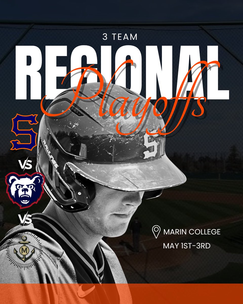 Seqbaseball's tweet photo. The Giants hit the road to College of Marin for the first round of the CCCBCA playoffs. First pitch scheduled for 11:00am Friday, May 1st as we take on Santa Rosa College in game 1. See you on the Road #begiant🌲 https://t.co/Kocv7jJsQe