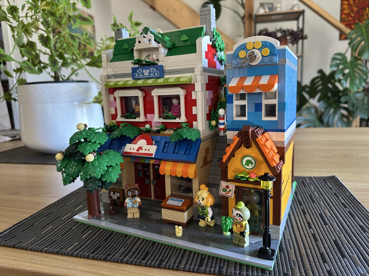 Coelacanth01's tweet photo. Been working on this for a few months now, not finished, but I’m pretty happy with it so far. 
#lego #animalcrossing #modularbuildings https://t.co/RNvZrSSG4j
