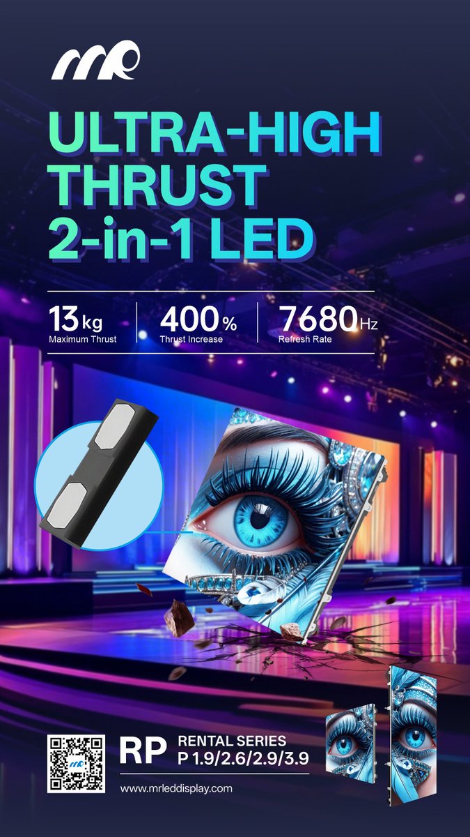 MightaryLED's tweet image. 🚀 No More Dead Pixels on your event.
Built for the real world—where pressure, impact, and nonstop setup are just part of the job.

13kg Maximum Thrust
400% Thrust Increase
7680Hz Refresh Rate

🔗 Explore our rental LED display: mrleddisplay.com/RP/364.html

#MRLED #RentalLED