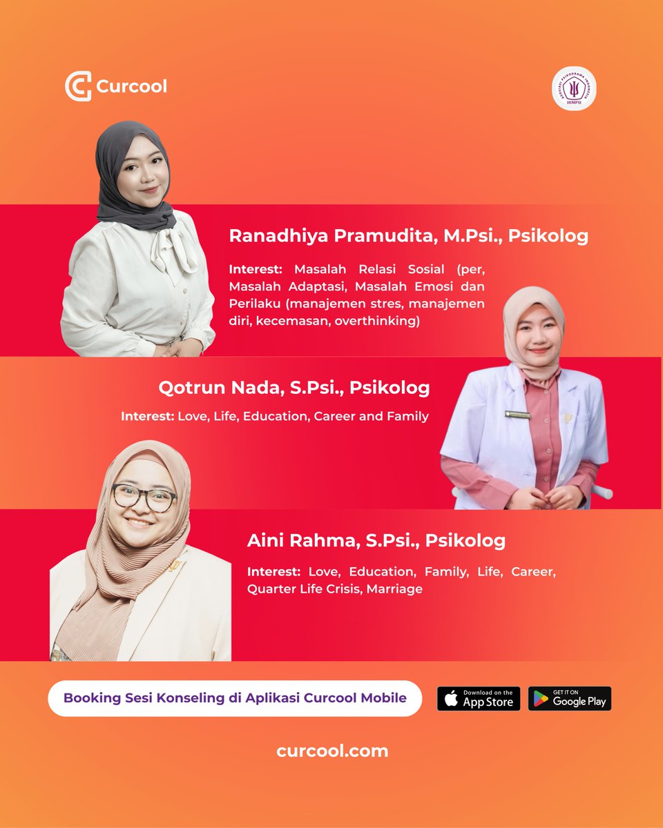 curcoolofficial's tweet photo. Berdampingan  dengan Peer Counselor, sekarang kamu bisa terhubung langsung dengan psikolog yang telah terverifikasi dengan beragam latar belakang dan  fokus pendampingan🛋🩺 https://t.co/Pi0e4Yh6Kw