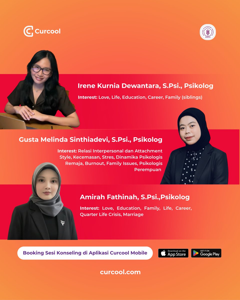 curcoolofficial's tweet photo. Berdampingan  dengan Peer Counselor, sekarang kamu bisa terhubung langsung dengan psikolog yang telah terverifikasi dengan beragam latar belakang dan  fokus pendampingan🛋🩺 https://t.co/Pi0e4Yh6Kw