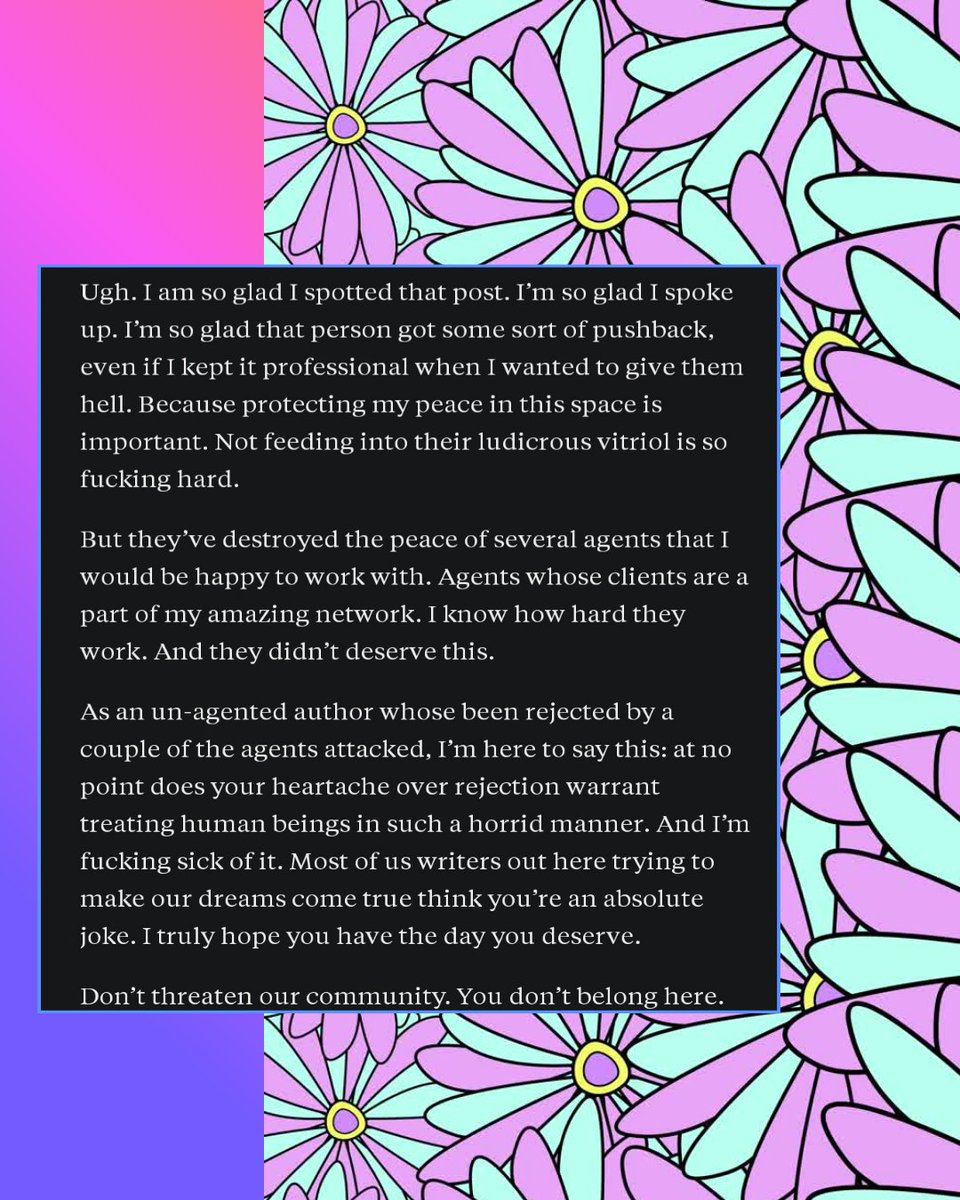 BMFwrites's tweet image. I said what I said.
And it needs to be said more. 

With the irony of the f-bombs and all, can we all agree this is a professional industry, not a soap opera? 

#bekind #amquerying #litagents