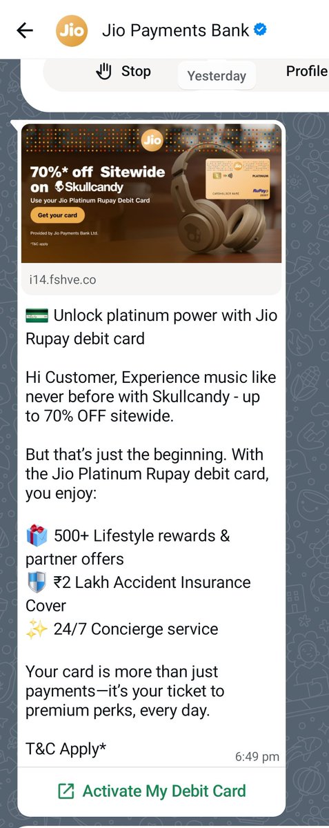 _lekhraj_'s tweet image. @reliancejio के #JioPaymentsBank ने एक ऑफर भेजा है कि हमारा कार्ड बनवाओ और @SkullcandyIndia की साइट पर 70% ऑफ पाओ।
लगता है ये लोग पहले ये चैक करना भूल गए कि इस साइट पर पहले से ही हर उत्पाद पर 75% छूट पहले से ही मिल रही है।
वैसे भी @skullcandy अब एक घटिया ब्रांड बन चुका है।