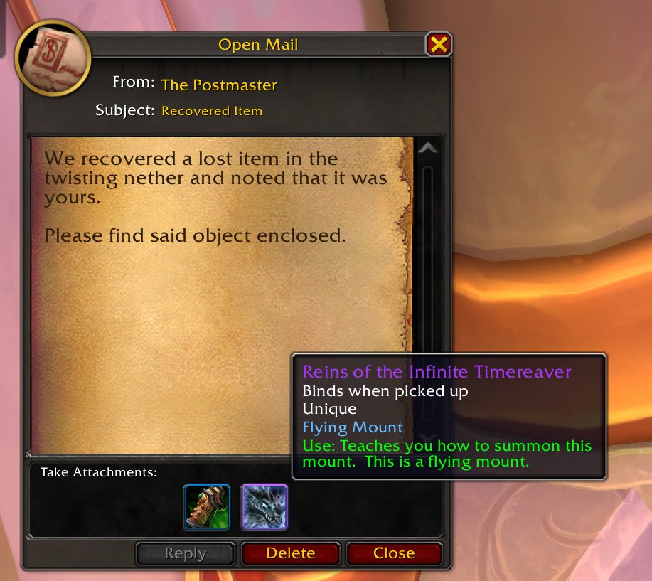 ARealmic's tweet image. Thank You Postmaster, I appreciate you. Got the rare Infinite TimeReaver on one of my alts! #wow #worldofwarcraft #warcraft #worldofwarcraftmidnight #worldofwarcraftpandaria #blizzard