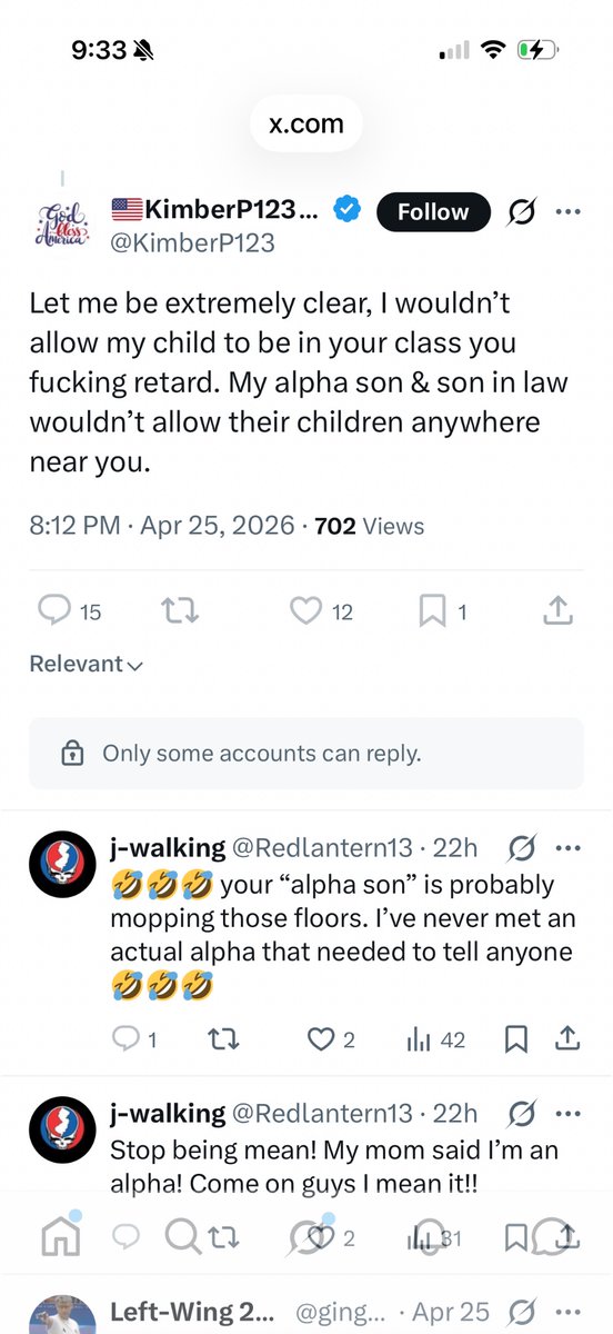 Guys! <a href="/KimberP123/">🇺🇸KimberP123🇺🇸</a> literally blocked me … such an alpha, has to wah wah wah all the way to the block button 🤣🤣🤣