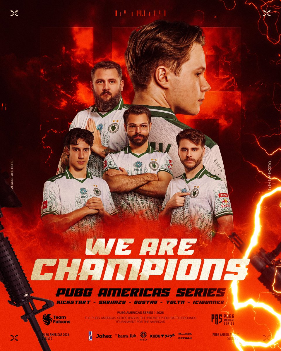 Champions of #PAS1 Finals 1 🏆🦅

Eyes on Playoffs &amp; Finals 2 to decides our path to #EWC2026 🫡

#FalconsAreHere - #PUBGEsports