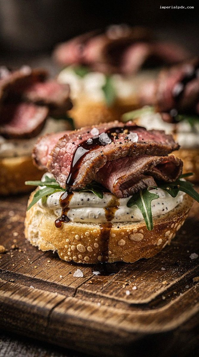 Rock371519's tweet photo. Roast Beef Tenderloin Crostini With Horseradish Cream and Balsamic Glaze https://t.co/xyp9j6LtCQ