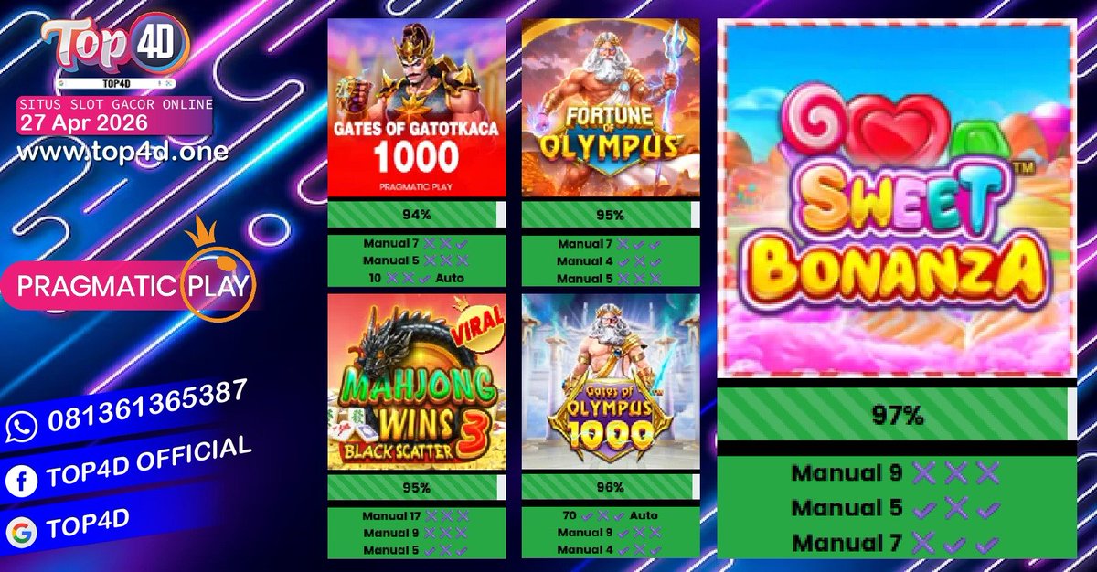 Top4d_Official's tweet photo. Sudah terbukti bukan omdo (omongan doang) buruan yang mau cuan dan rasakan jackpot di top4d 
Link : https://t.co/oMNxl3V7l4
#top4d #buktiwd #jackpot #slotgacor #polaslot #polagacor #rtpupdate #pragmaticplay #pgsoft #gatesofolympus #mahjongways #wildbandito https://t.co/REMh2cGDF4