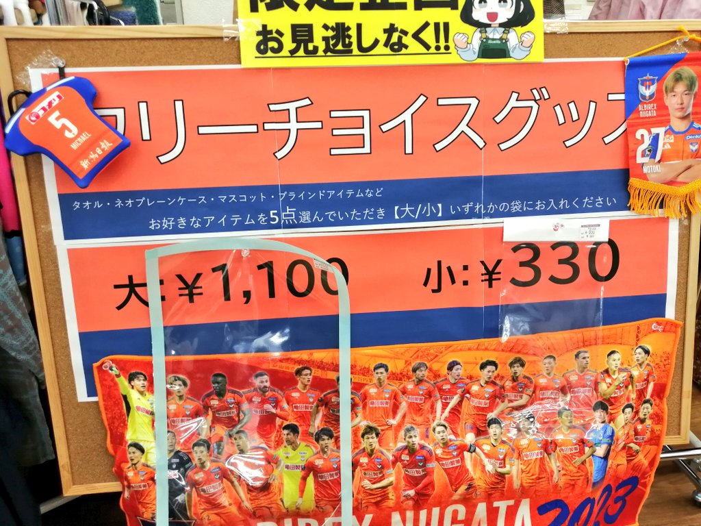 off_sanjou's tweet photo. \⚽️GWイベント開催のお知らせ🎏/
オフハウス三条店では、5/2(土)〜5/6(水)までの5日間、アルビグッズ大放出イベントを開催いたします！前回以上に詰め放題対象グッズございます😲‼️
5/2にユニフォームも多数追加致します🤝
ぜひご来店ください😊🧡💙
#albirex #オフハウス https://t.co/Ldt6Ha2agq