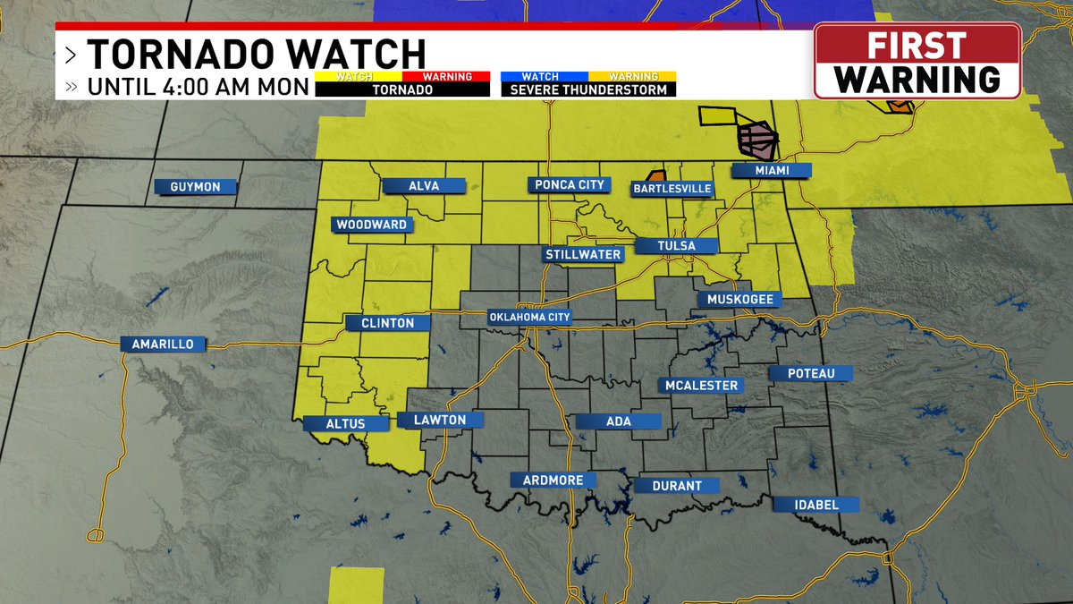 A new Tornado Watch has been issued until 4:00 AM Monday. There still ...