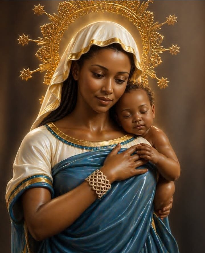 JustAdaugoijele's tweet photo. Our Lady of Bisila, tender Mother who carries Jesus upon your back as a sign of closeness and care,
we turn to you with open hearts.  You who appeared to bring healing and hope to your people,
intercede for us in every trial.
Strengthen our families, heal our land, and guide the Church in Africa.  Clothe us in the peace of your Son.
Help us to walk with you in faith, carrying Christ faithfully in our daily lives.  Bisila, Mother of Compassion,
protect your children, unite our hearts, and lead us always closer to Jesus.  Amen.