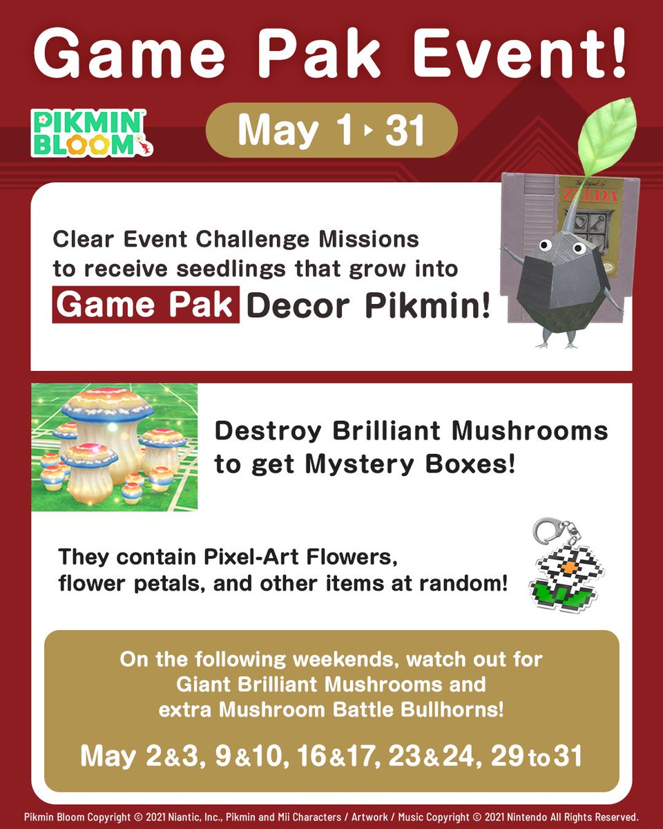 PikminBloom's tweet photo. Get ready for the Game Pak event next month! 🎮

Pikmin carrying Game Paks are here—some of them might bring back memories, or be a fun way to discover a bit of gaming history 👀

Check the blog for all the details ✅
https://t.co/K8KKo6VBOz https://t.co/mBcGaw33e0