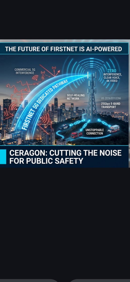 PROWLEnHALLEN's tweet image. $crnt patents from @Ceragon show how AI is now managing wireless interference in real-time. 
✅ 0 lag for 5G emergency video.
✅ Priority "fast lanes" that actually work in crowds.
✅ self-healing network for first responders.
the "invisible" tech saving lives. 🛡️ #5G #FirstNet