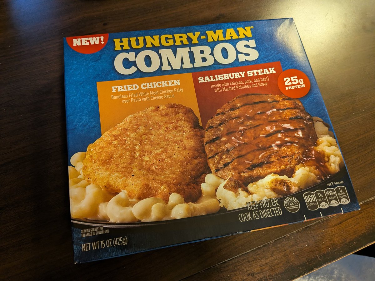 theki's tweet photo. アメリカと言ったらやっぱりTVディナーっしょ
ハングリーマン！たしかにディストピア飯感はあるけど普通に美味し https://t.co/RR1foLI9dL