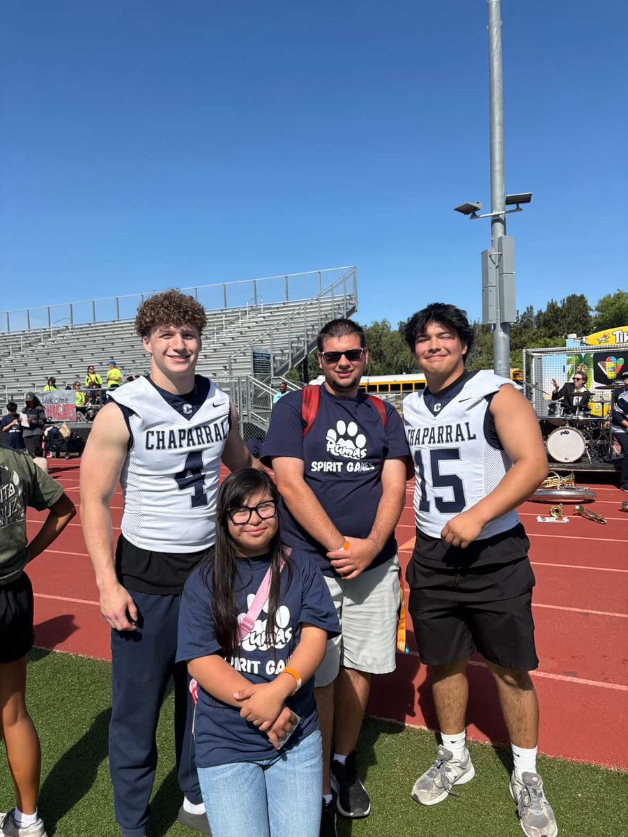 Connor_Rios2028's tweet photo. Had a great time helping out at our school’s Unified Spirit Games on Friday. Proud to be part of it each year. #PumaPRIDE 

@Coach_Ramer @chaparralpumafb https://t.co/lmblo58pAM