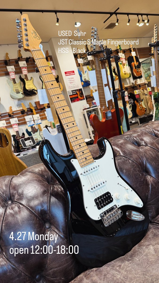 blue_guitars's tweet image. 本日も12:00-18:00でOPEN🎸

SuhrのUSEDが整備完了しています！

Suhr 　
JST Classic S Maple Fingerboard HSS - Black [USED]

store.mpc-web.jp/blueguitars/pr…

本日もご来店、お問い合わせお待ちしております🤙

#BlueGuitars #Suhr
