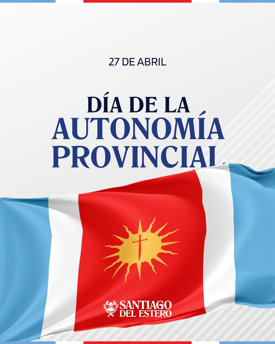 #DiaDeLaAutonomiaProvincial 

En este 206° aniversario de nuestra autonomía y todos los días, sigamos llevando con orgullo nuestras raíces, nuestra bandera y comprometiéndonos con el desarrollo de una provincia con progreso e igualdad para todos los santiagueños.