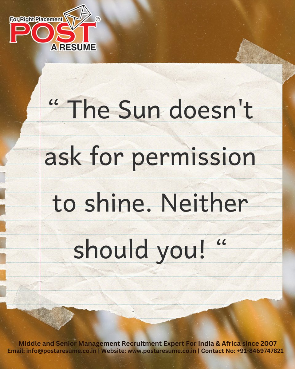 postaresume's tweet image. You don’t need validation to be confident in what you bring to the table.
🌱Growth begins the moment you decide to believe in yourself.

📌 Follow POST A RESUME

#Confidence #SelfBelief #MindsetMatters #GrowthMindset #BelieveInYourself #PostAResume #VipulMmali #VipulTheWonderful