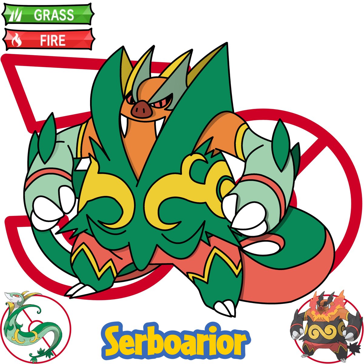 Nerdalachia's tweet image. Tepivy, Servite, and Serboarior #pokemon #fakemon #fusion #fanart