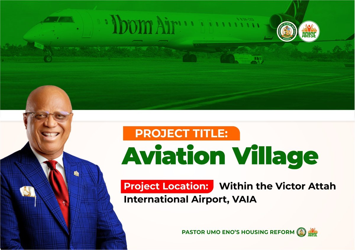 JosephEyo16's tweet photo. The Aviation Village project sits within Victor Attah International Airport, covering 15.072 hectares with 62 two-bedroom flats and 55 three-bedroom flats. #ARISEProjectImpact https://t.co/XxDm8JjdQn