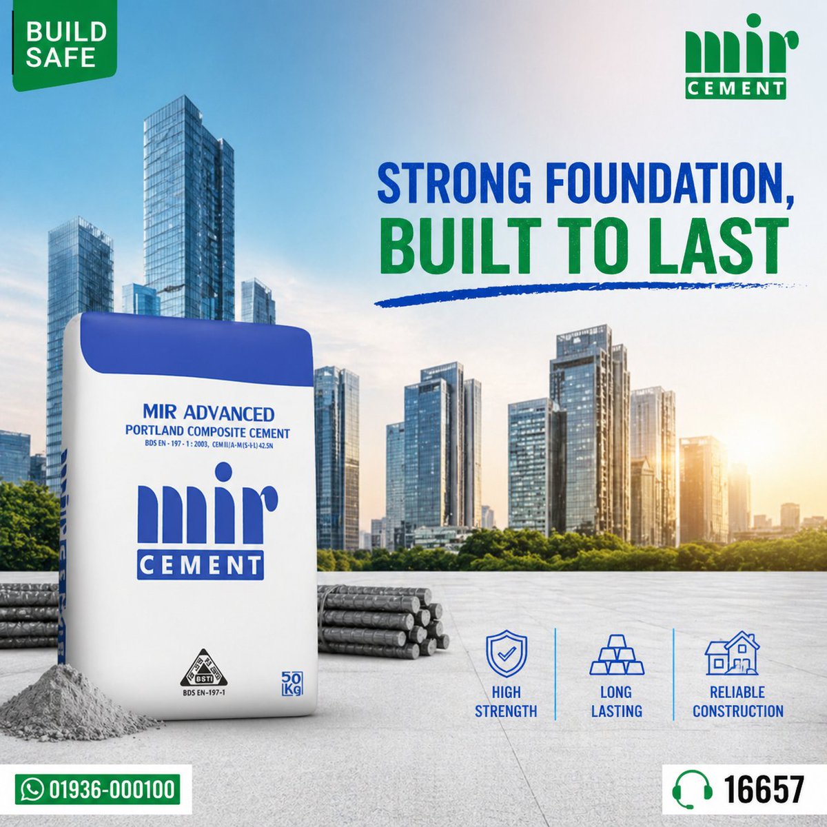 MirCement's tweet photo. #MirCement delivers the strength that makes every structure reliable and long-lasting. With advanced technology and strict quality control. For safe and sustainable construction, rely on Mir Cement.

🌐 https://t.co/CZzots2jDM
📞 16657
💬 01936-000100 https://t.co/SKAS9MwL1s