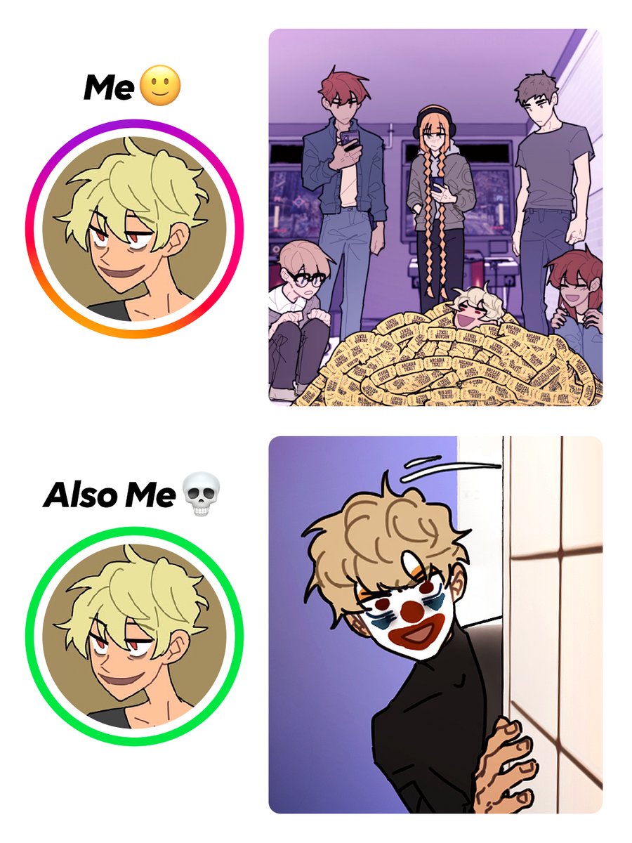 webtoonofficial's tweet image. aiden lookin like a clown in public and private 🤡 #WEBTOON #SchoolBusGraveyard