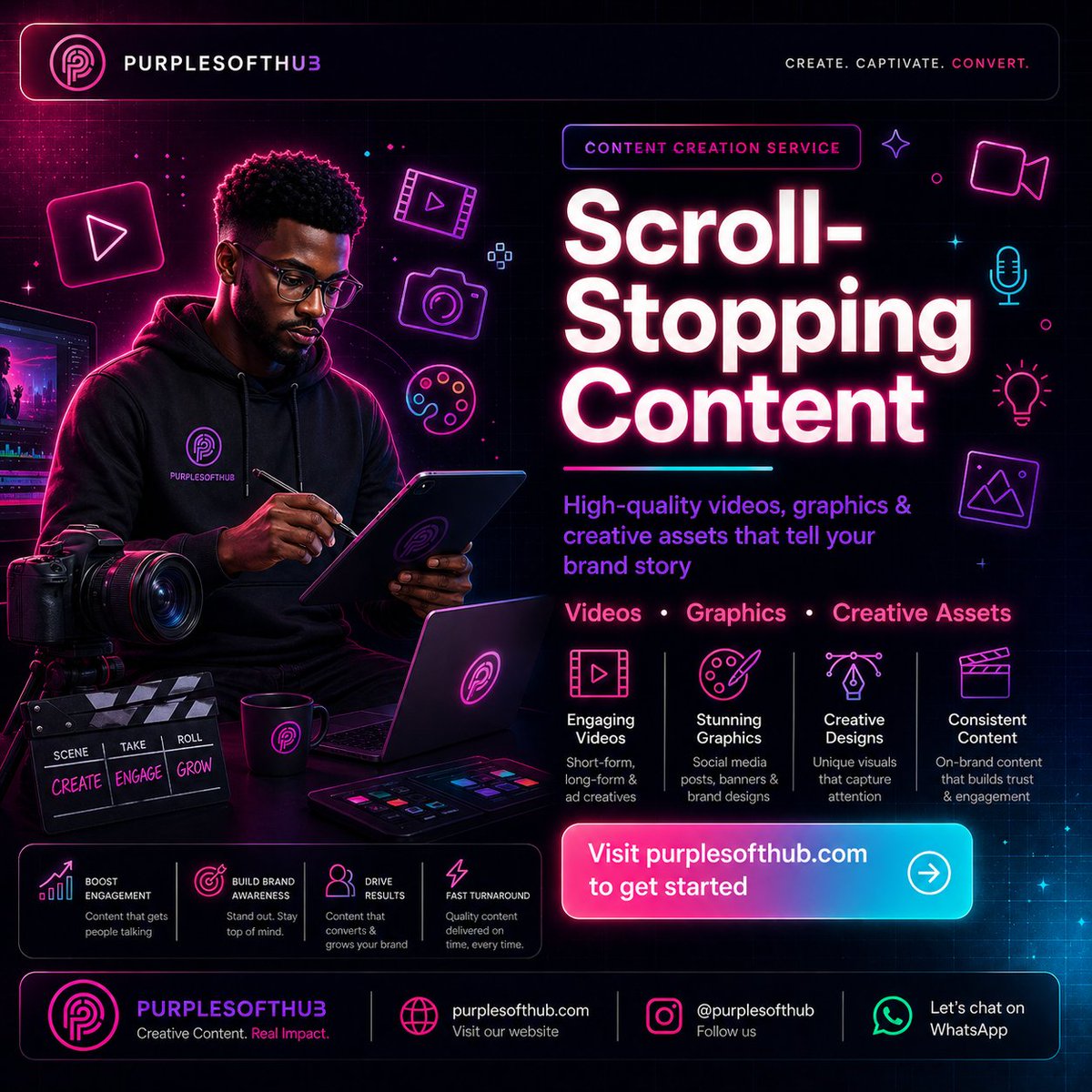 PurpleSoftHub's tweet photo. Content isn’t just posting… it’s strategy.

We create visuals that grab attention,
tell your story, and turn viewers into customers. 🚀

🎬 Ready to level up your content?
📩 Let’s work.

https://t.co/oi3YygqtAY https://t.co/xu45KDYVQh