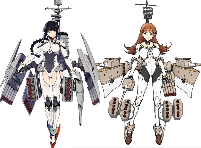 艦これ1946 北上/大井 胸部装甲について少し思うことがあったので直しました ついでに並べた 並べること前提のデザインだからね