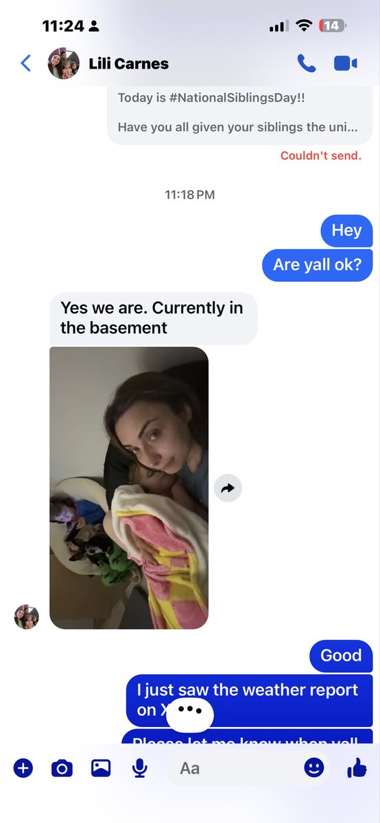 JasonRyan197's tweet photo. @RealDutchsinse I’m chatting with my sister right now in Joplin I’m in Georgia. They are currently taking shelter in the basement https://t.co/bsPH6oH7qe